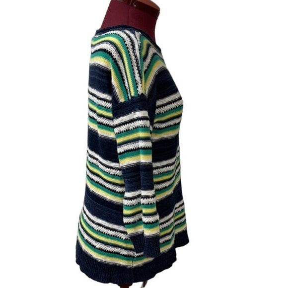 6/$25 AMERICAN LIVING WOMEN'S LINEN BLEND STRIPED BOATNECK SWEATER 3/4 SLEEVE - Picture 5 of 8